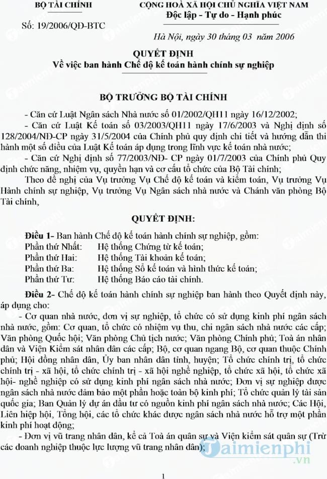 Hệ thống Tài khoản kế toán Hành chính sự nghiệp