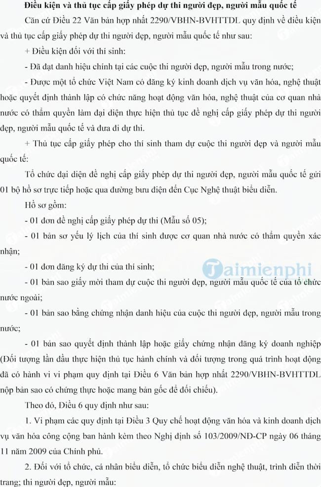 Điều kiện và thủ tục cấp giấy phép dự thi người đẹp, người mẫu quốc tế
