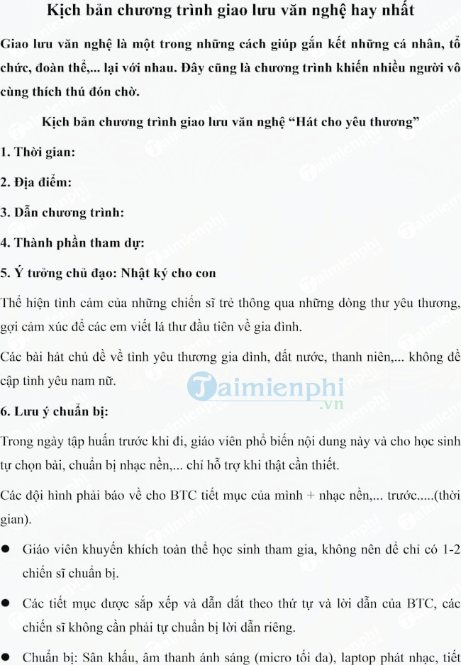 Kịch bản chương trình giao lưu văn nghệ hay nhất