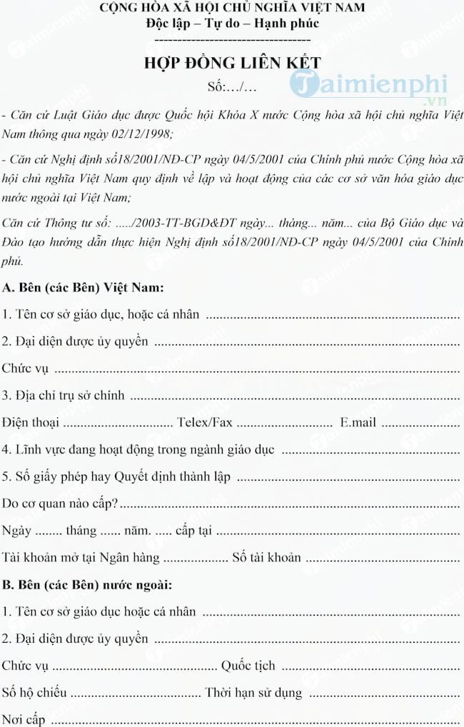 Hợp đồng liên kết đào tạo