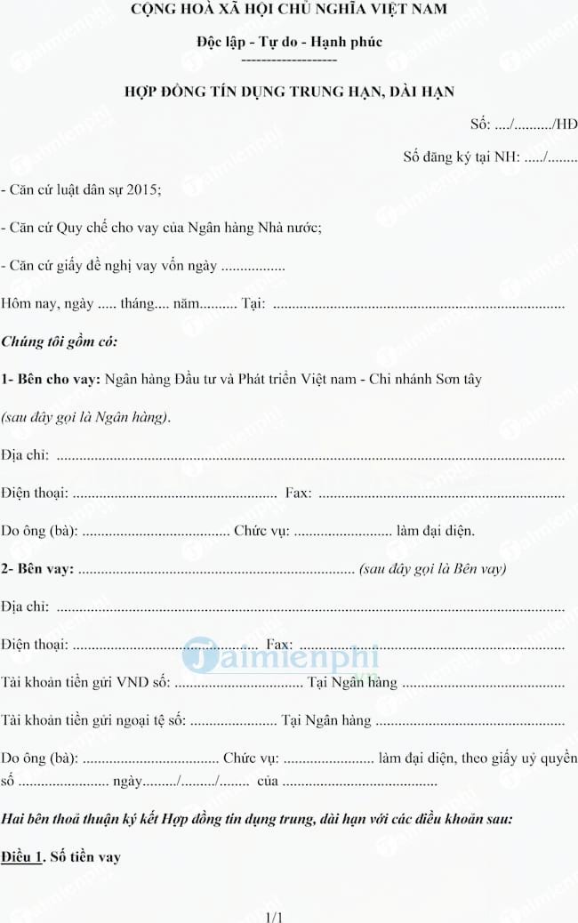 Hợp đồng tín dụng trung hạn, dài hạn