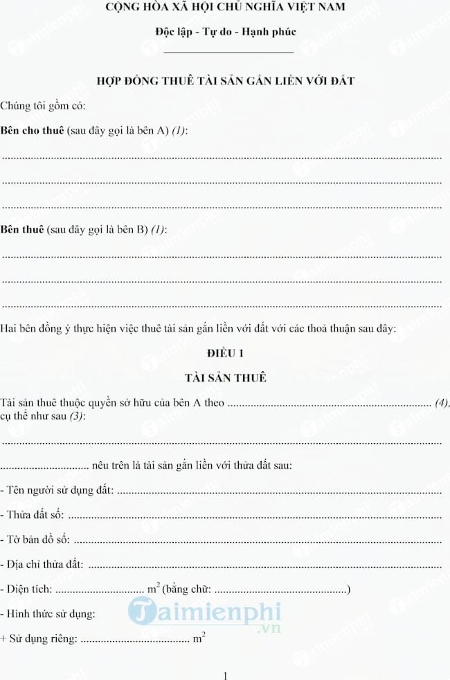 Hợp đồng thuê tài sản gắn liền với đất