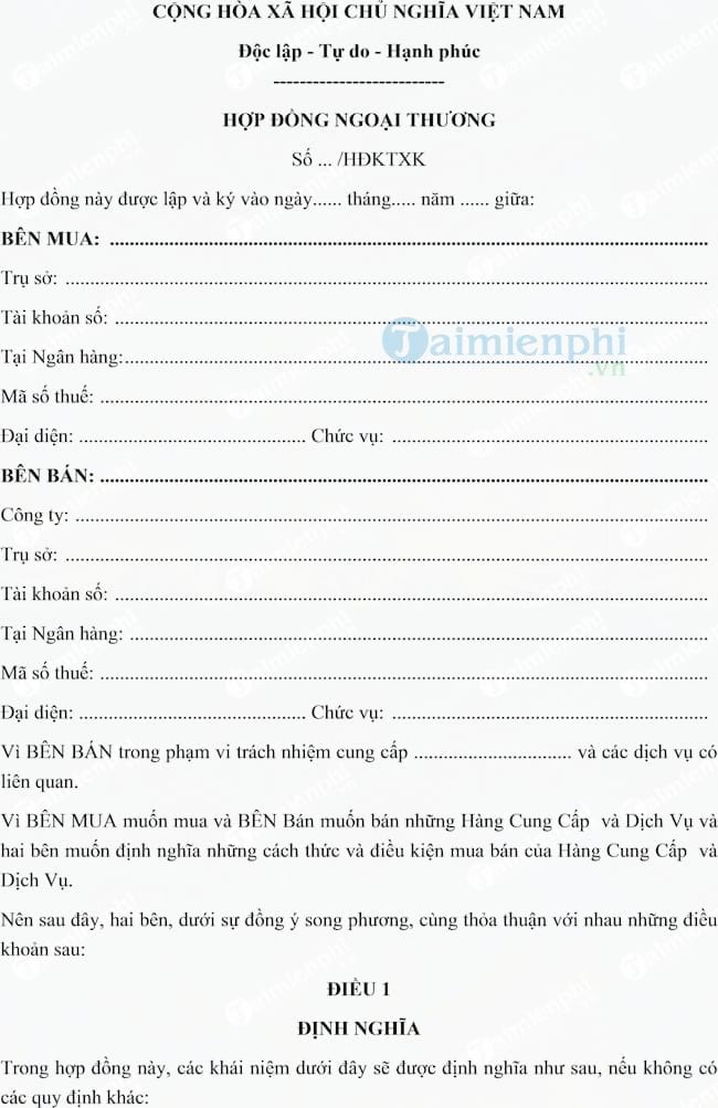 Hợp đồng ngoại thương