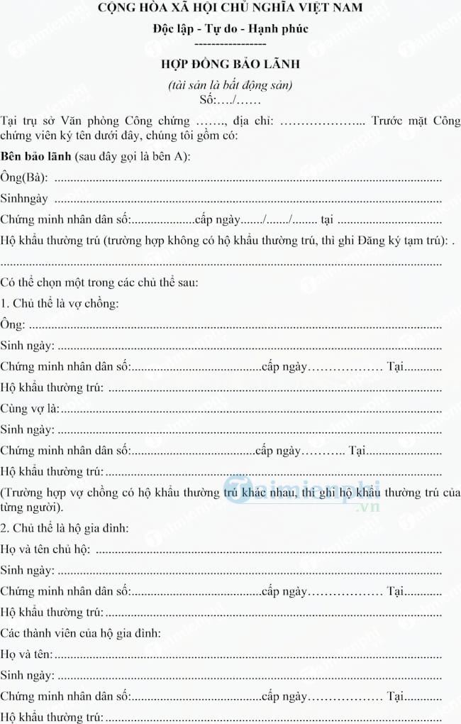 Hợp đồng bảo lãnh tài sản là bất động sản
