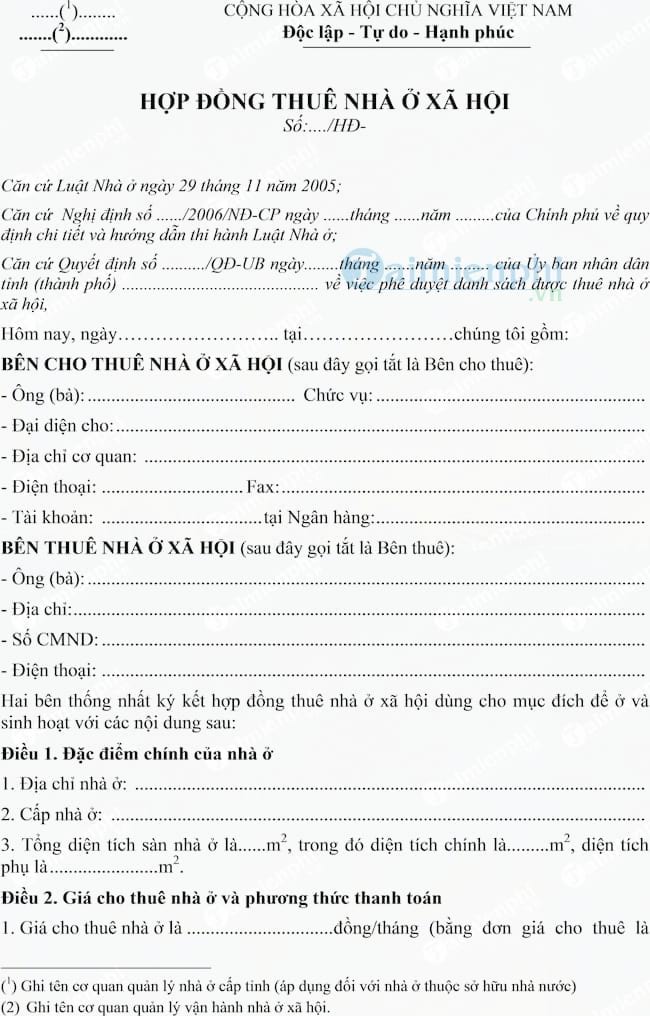 Hợp đồng thuê nhà ở xã hội