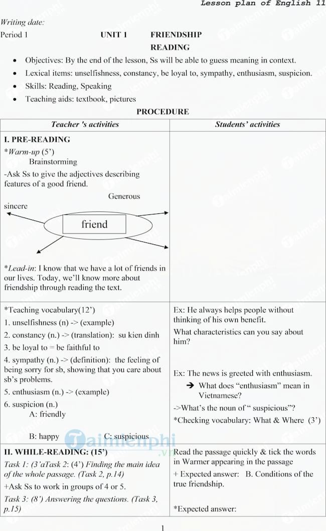 Giáo án Tiếng Anh 11 cả năm