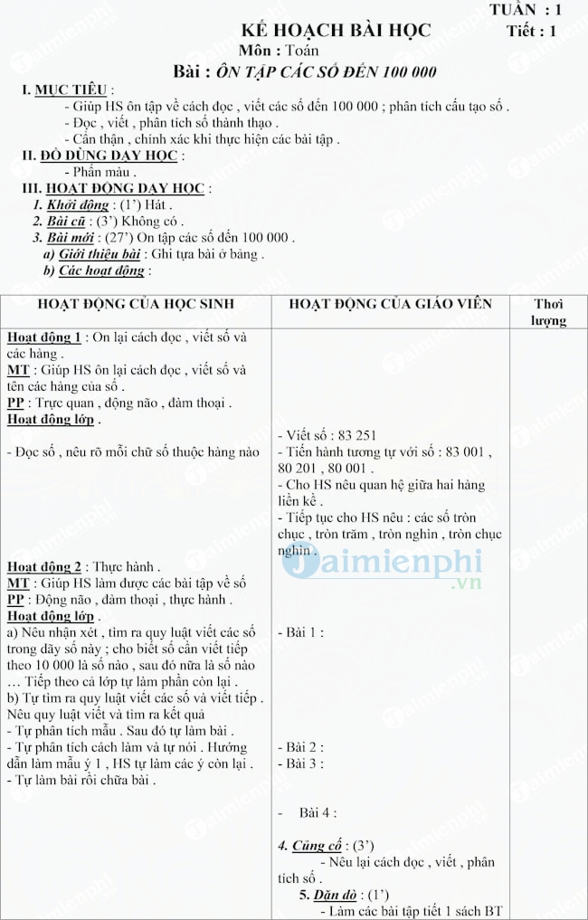 Giáo án trọn bộ Toán 4