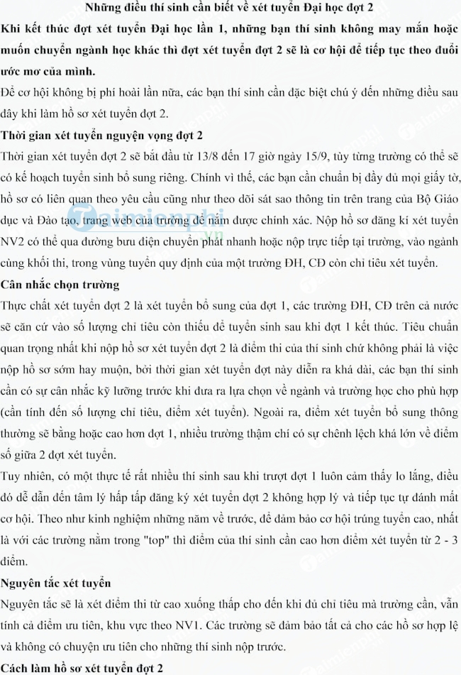 Những điều cần biết về xét tuyển Đại học đợt 2