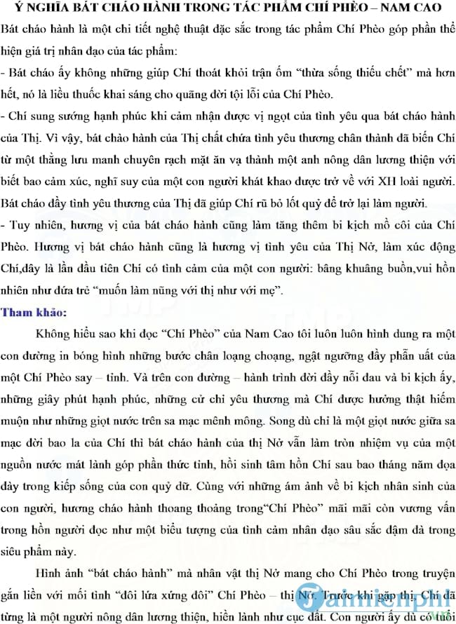 Ý nghĩa bát cháo hành trong tác phẩm Chí Phèo