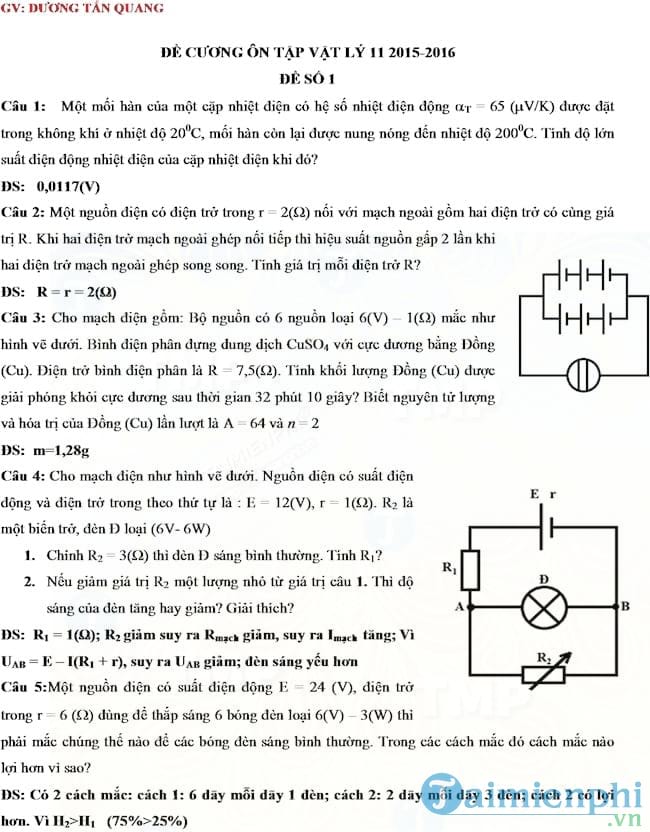 de thi hoc ki 1 mon vat ly lop 11