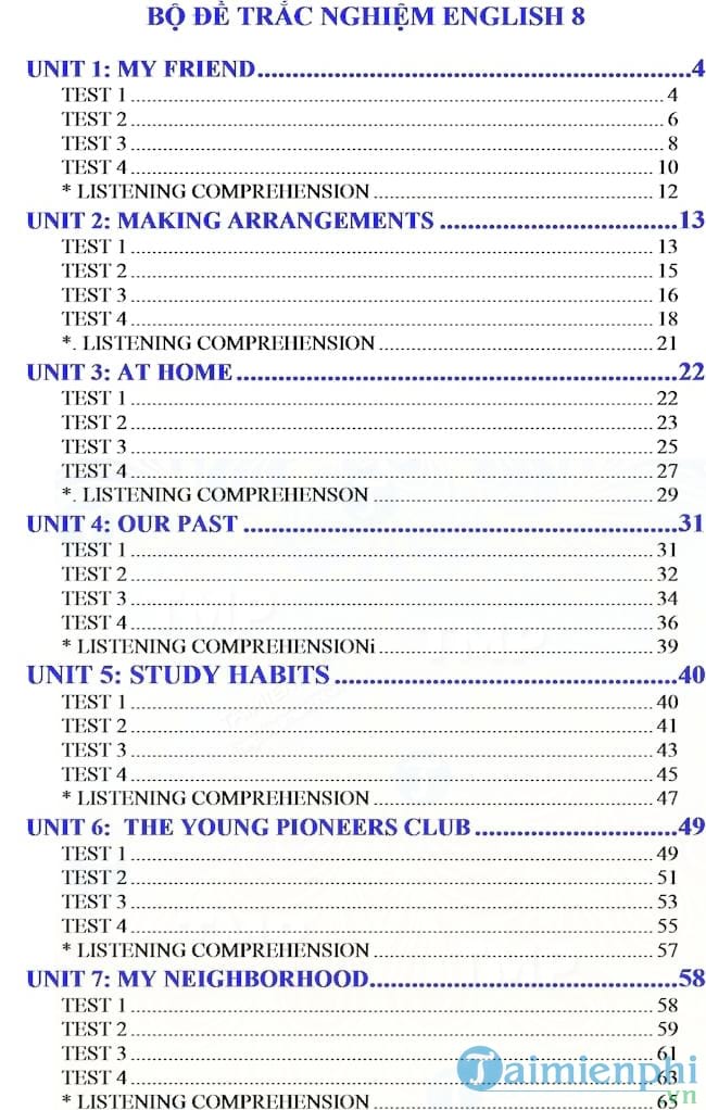 bo de trac nghiem tieng anh lop 8
