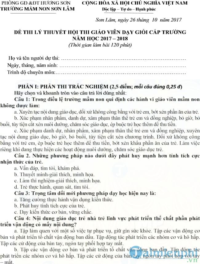 de thi giao vien day gioi cap truong