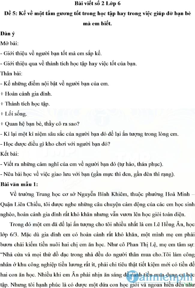 Kể về một tấm gương tốt trong học tập