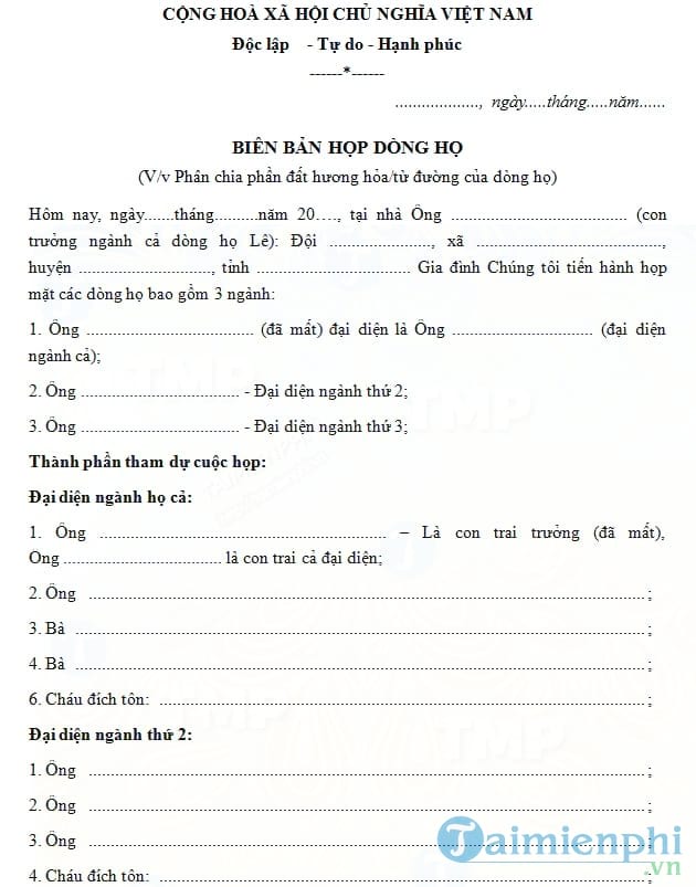 Biên bản họp dòng họ