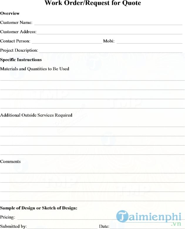 Mẫu báo giá sản phẩm bằng tiếng Anh