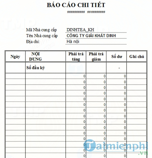 Mẫu báo cáo tổng hợp công nợ theo Thông tư 200