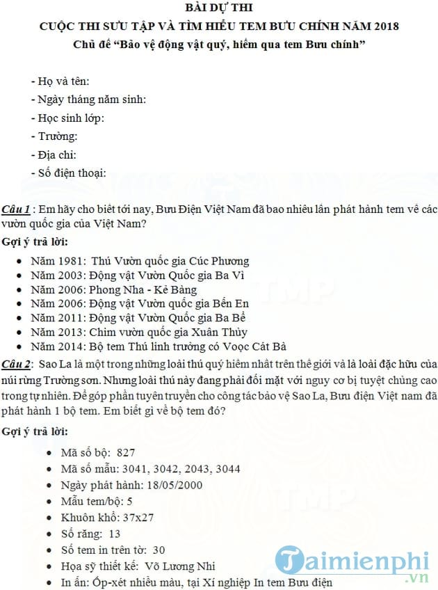 Cuộc thi Sưu tập và tìm hiểu tem Bưu chính