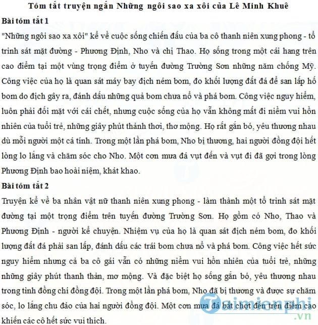 Tóm tắt truyện ngắn Những ngôi sao xa xôi