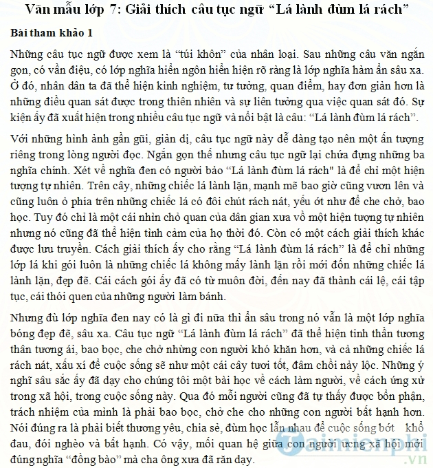 Giải thích câu tục ngữ 