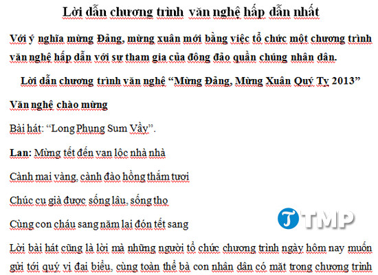 loi dan chuong trinh van nghe hay nhat