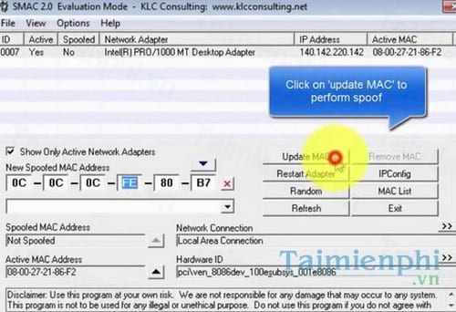 smac mac address changer