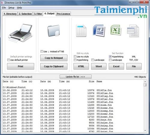 directory list print pro