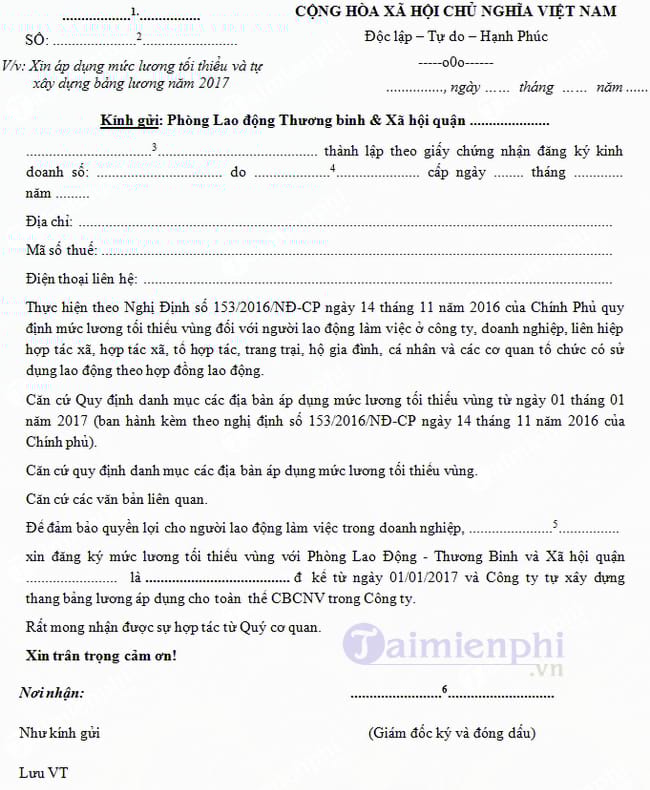 Mẫu đơn đăng ký thang bảng lương