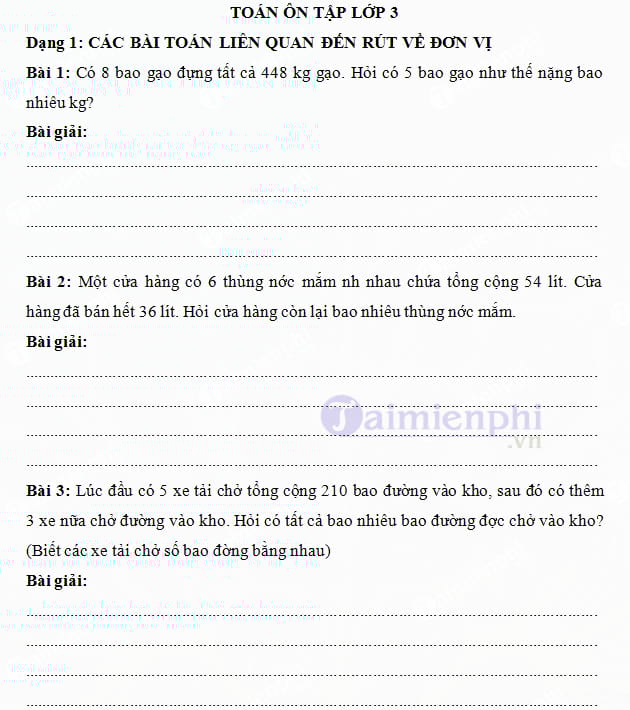 Bài tập Toán lớp 3