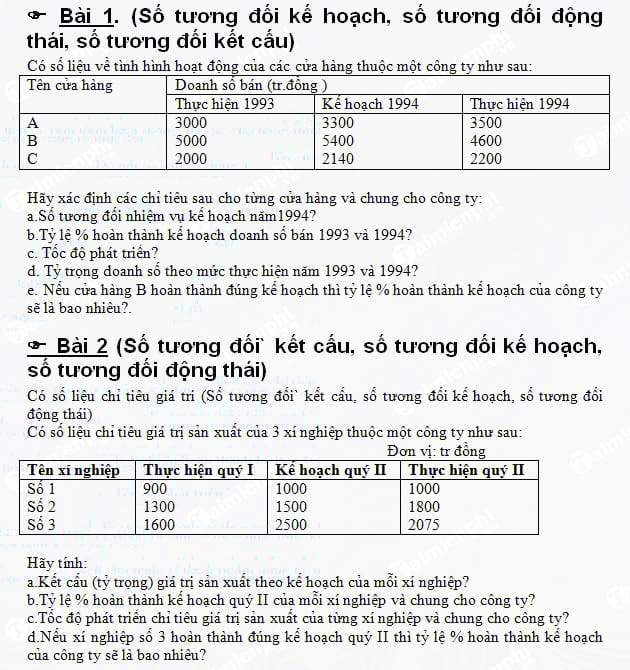 Bài tập nguyên lý thống kê