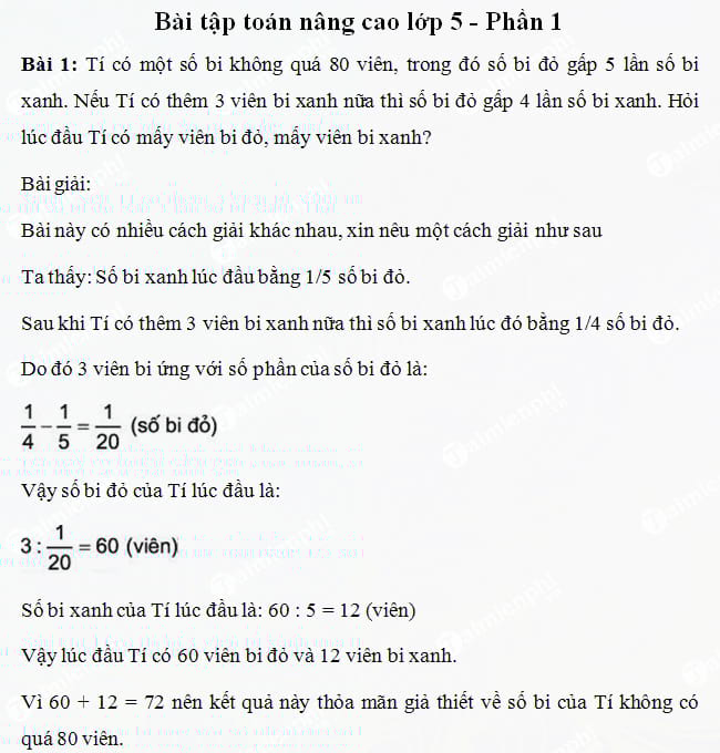 Bài tập Toán nâng cao lớp 5
