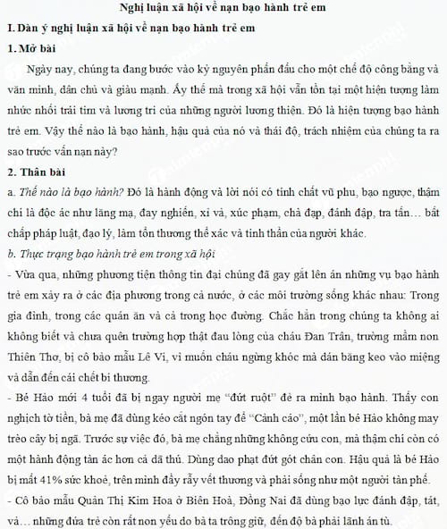 Nghị luận xã hội về bạo hành trẻ em