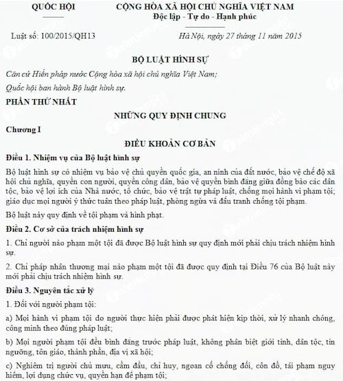 Bộ Luật hình sự 100/2015/QH13