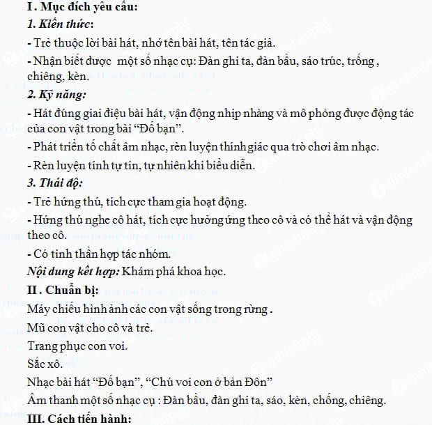 Giáo án âm nhạc mầm non