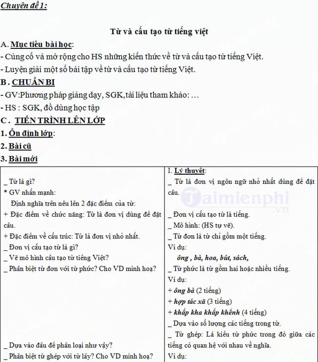 Giáo án phụ đạo Ngữ văn 6