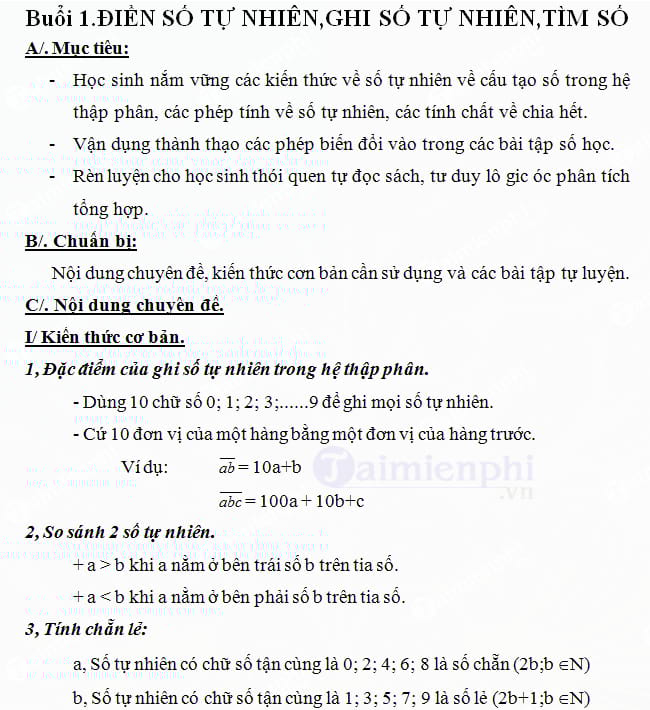 Giáo án dạy thêm Toán 6