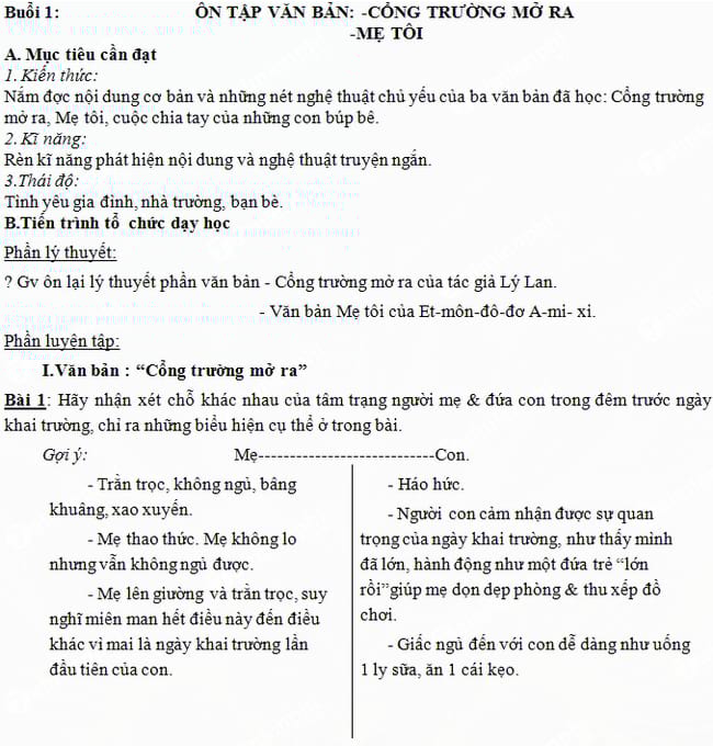 Giáo án dạy thêm môn Văn 7