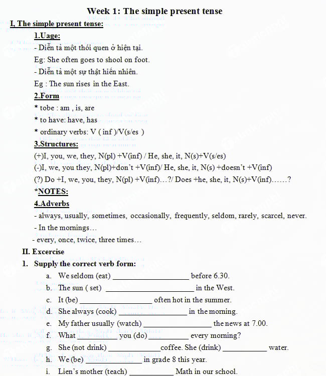 Giáo án dạy thêm Tiếng Anh 8