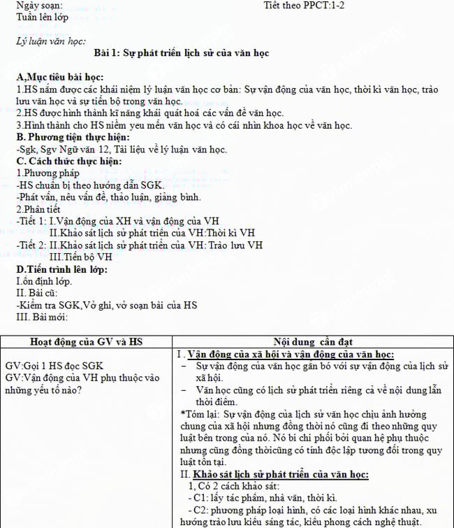 Giáo án trọn bộ Ngữ văn 12