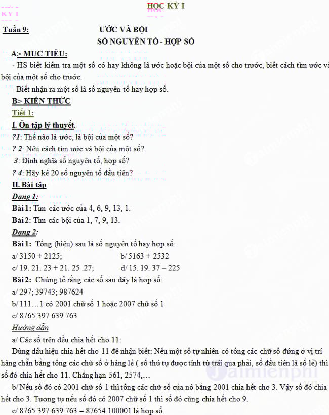 Giáo án phụ đạo Toán 6