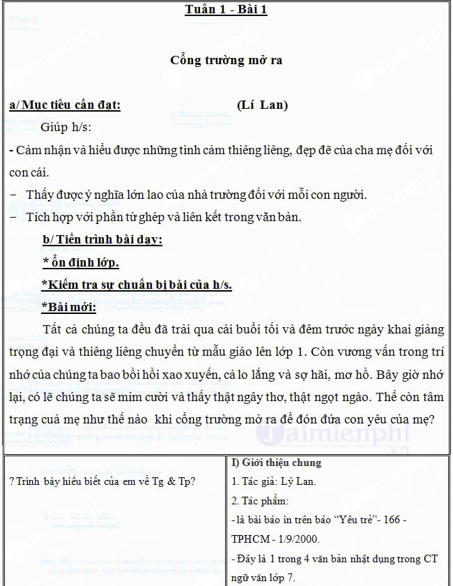 Giáo án Ngữ văn lớp 7