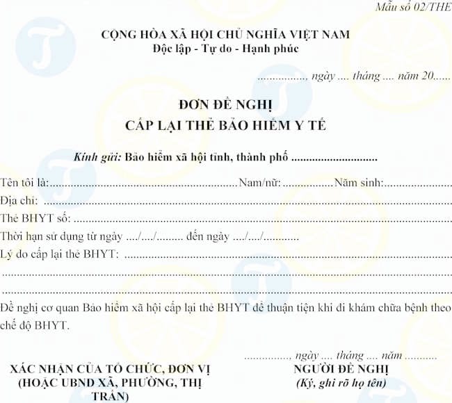 Mẫu đơn xin cấp, đổi thẻ bảo hiểm y tế