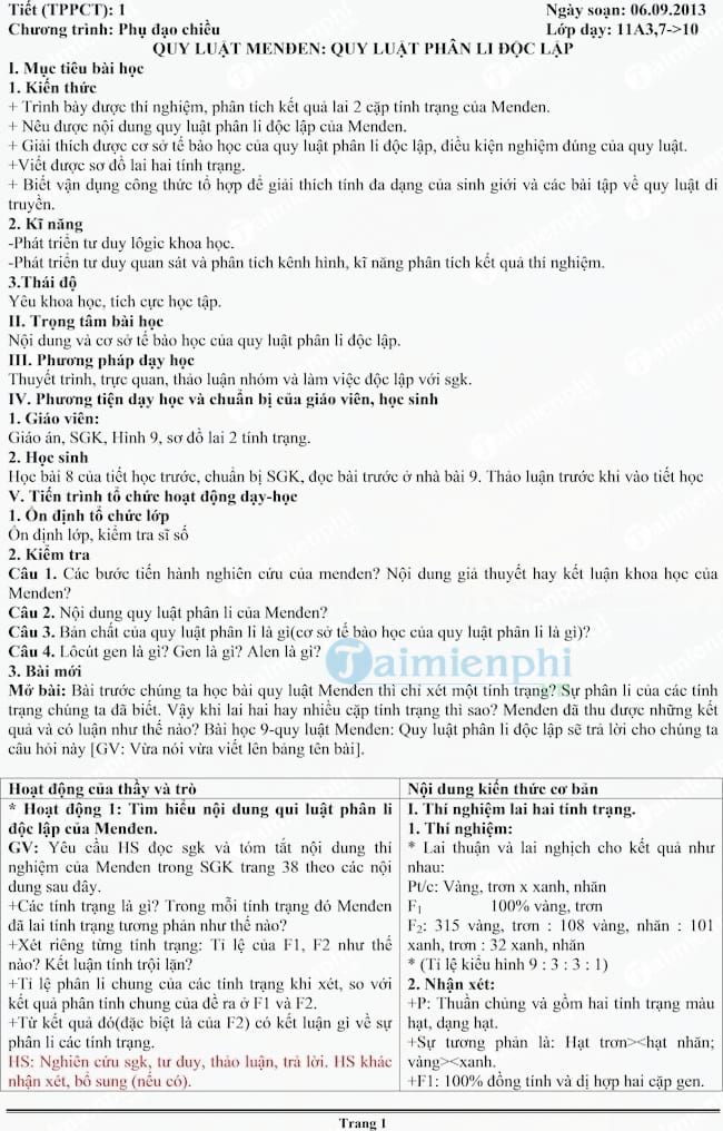 Giáo án Sinh học lớp 12 trọn bộ