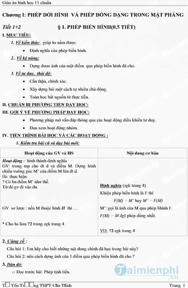 Giáo án Hình học lớp 11 trọn bộ