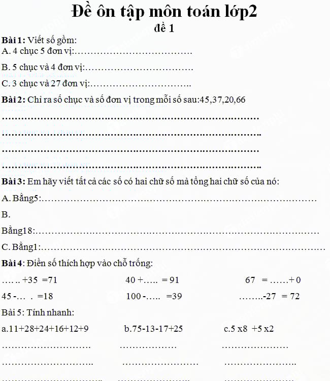 Giáo án ôn tập hè Lớp 2 lên Lớp 3