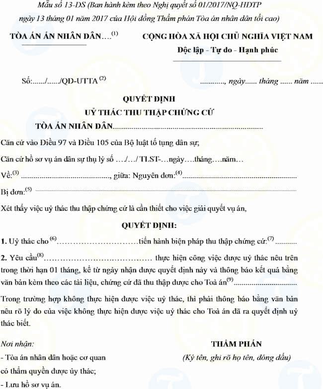 mau quyet dinh uy thac thu thap chung cu moi