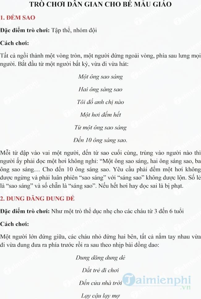 Một số trò chơi dân gian cho trẻ mầm non