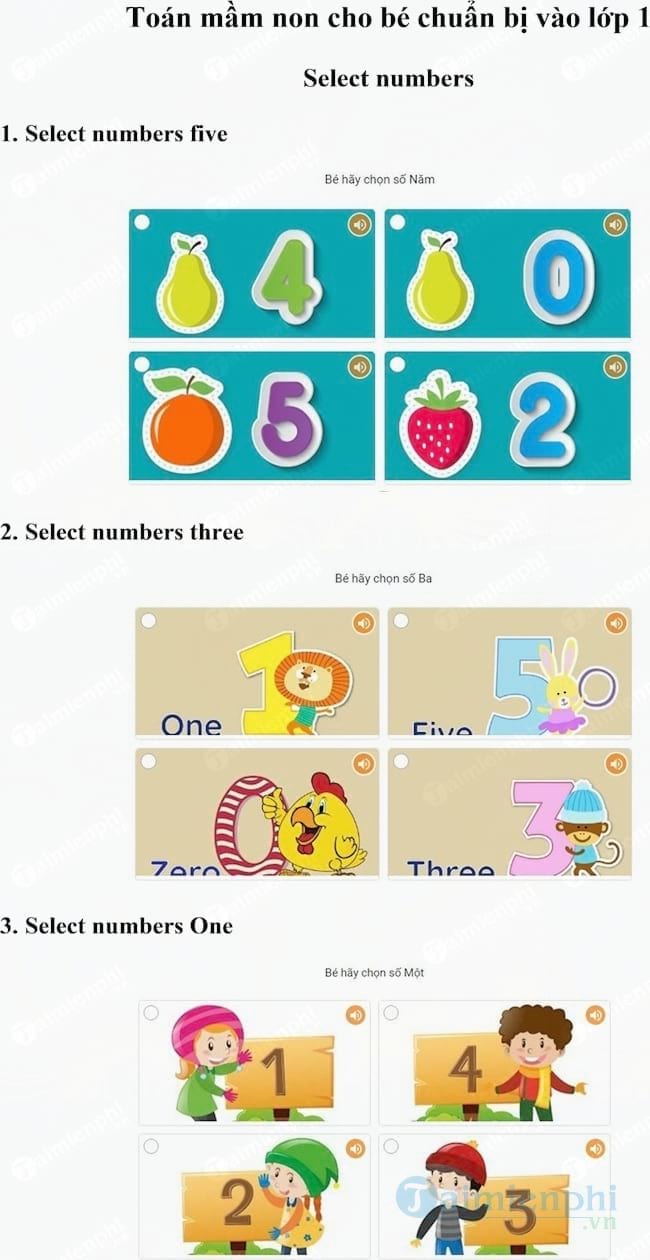 Toán mầm non cho bé chuẩn bị vào lớp 1