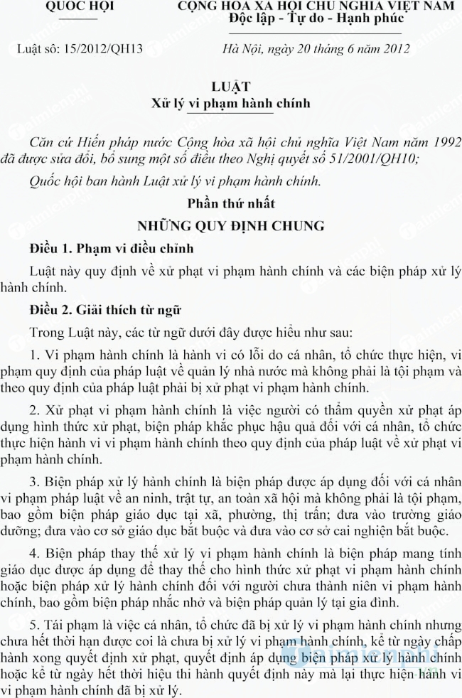 Luật xử lý vi phạm hành chính