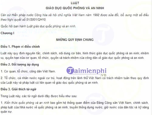 Luật Giáo dục quốc phòng và an ninh năm 2013