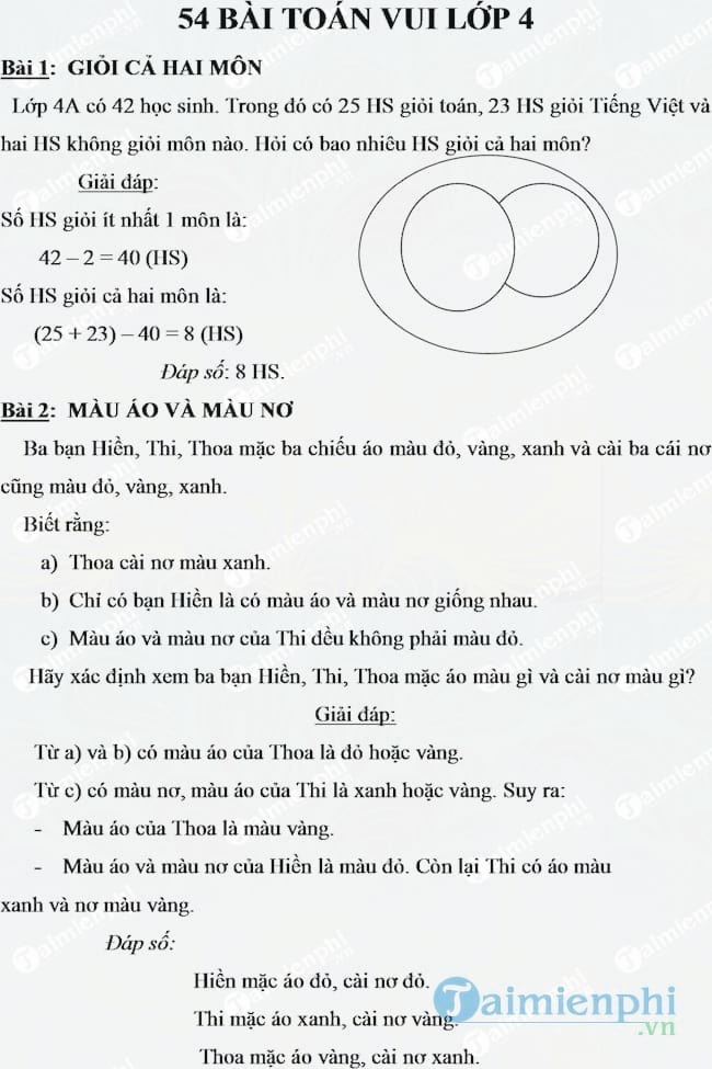 Toán đố vui lớp 4